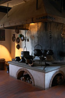 Ancient kitchen in the castle Kyburg clipart