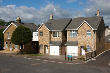 A row of modern English cottages, UK clipart