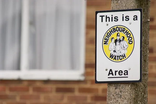 Señal de zona de vigilancia de barrio en Inglaterra —  Fotos de Stock