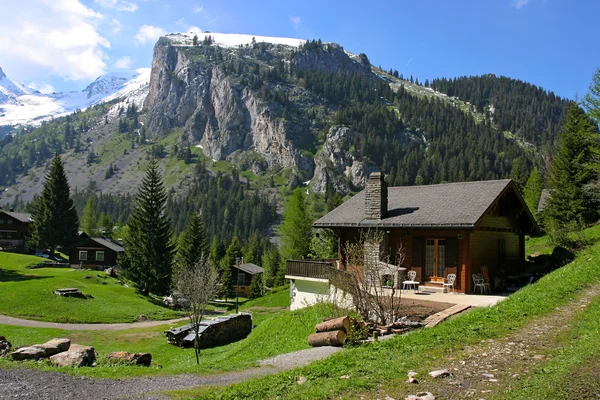 Casas de férias em alpes suíços — Fotografia de Stock