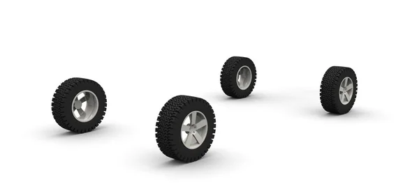 Four new off-road car wheels — Stock Photo, Image