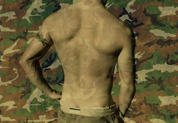 Soldier on Camo — Stock Photo, Image