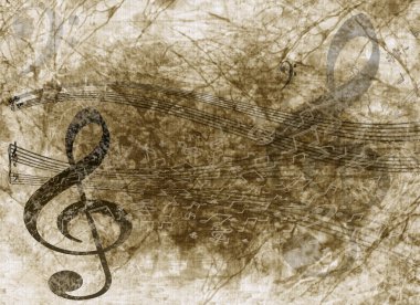 Grunge musical notes background clipart