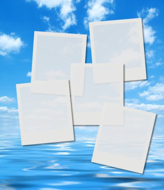 Instant photo frames over summer sky clipart