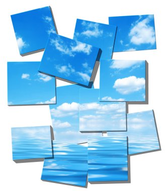 Summer sky and ocean image on white clipart