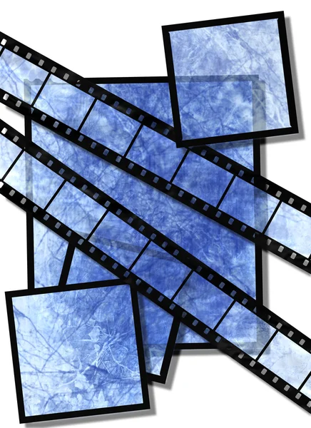 Bande de film bleu et plaques de film — Photo