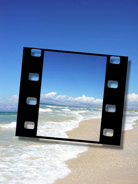 Film frame of a beautiful sandy beach — Stock Photo, Image