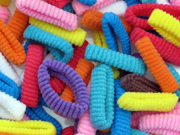 Colorful hair elastic bands, close-up — Stock Photo, Image