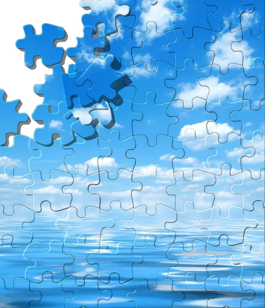 Kék ég, víz elmélkedés puzzle — Stock Fotó
