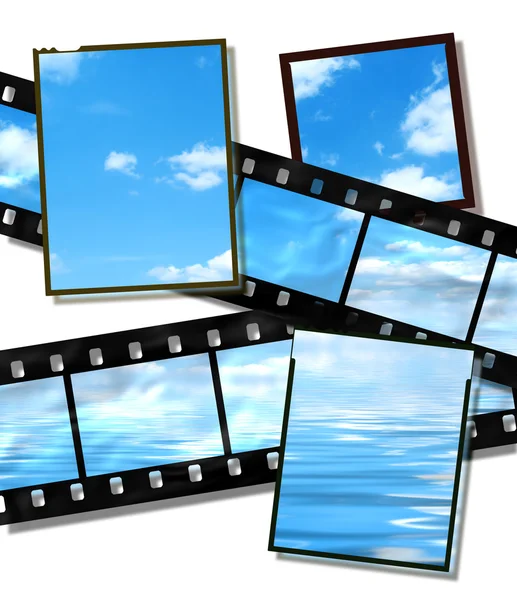 Tira de película y placas de película con horizonte — Foto de Stock