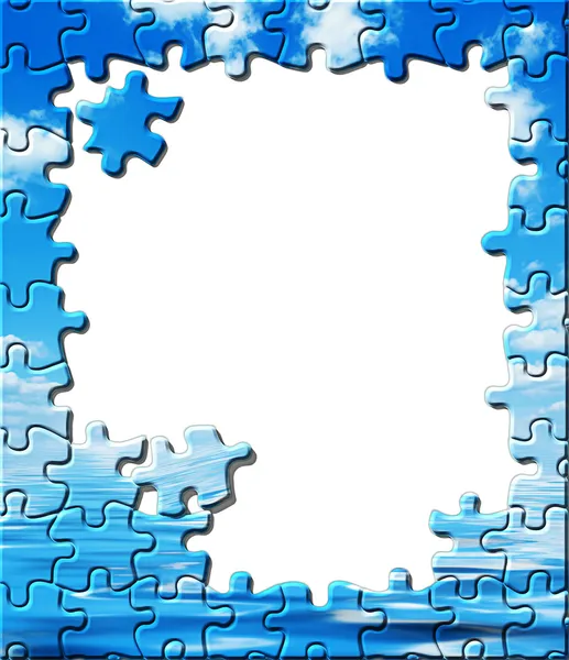 stock image Blue sky with water, puzzle border