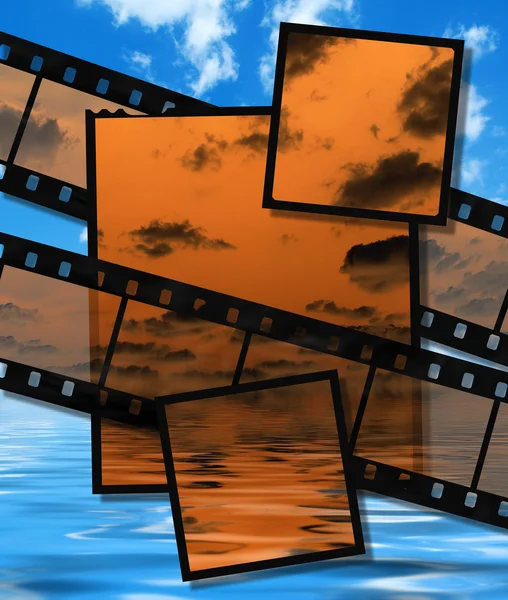 Tira de película negativa y placas de película — Foto de Stock