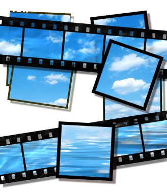 Summer sky and ocean image, film strip clipart