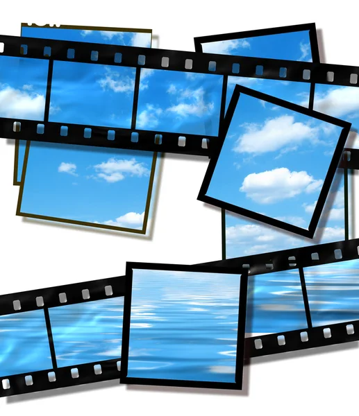 Verão céu e oceano imagem, tira de filme — Fotografia de Stock