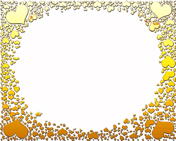 Rahmen aus goldenen Bonbonherzen — Stockfoto