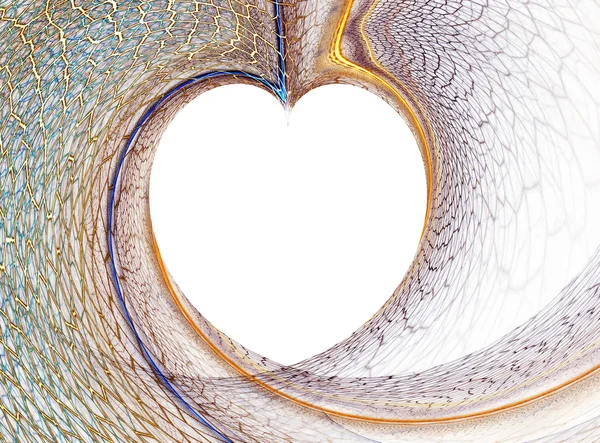 Coeur blanc formé par un filet coloré — Photo