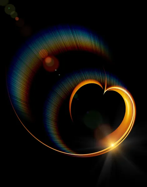 Rainbow rays ile parlayan kalp — Stok fotoğraf