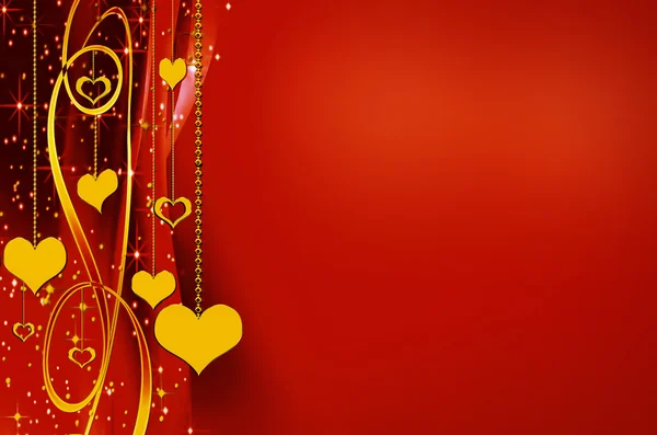 Золотой и красный фон с сердцем — стоковое фото