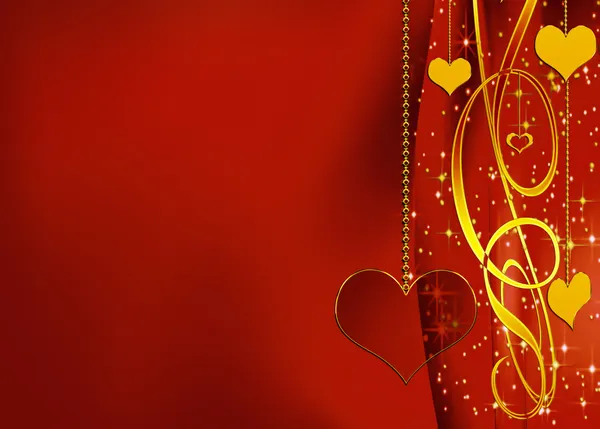 Kalp cam ile kırmızı bir arka plan — Stok fotoğraf