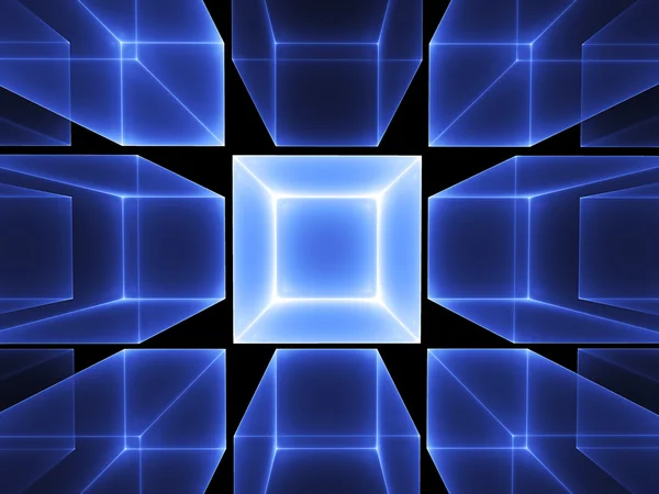 Perspectiva cúbica azul — Foto de Stock