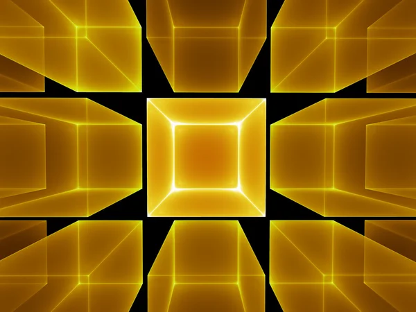 Golden cubic perspective — Stock Photo, Image