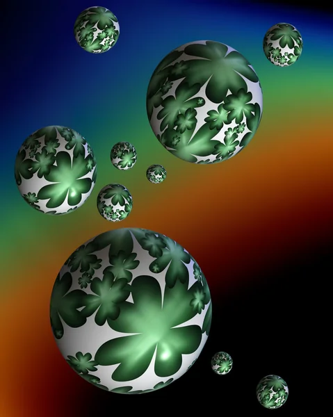 Shamrock, négy levelű lóhere buborékok — Stock Fotó