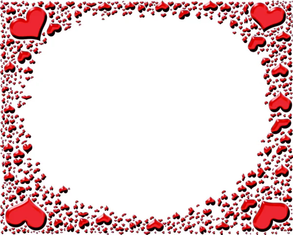 Vermelho brilhante corações quadro — Fotografia de Stock