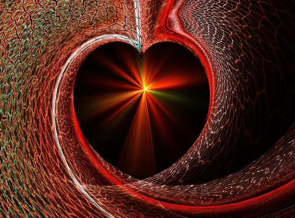 Rood hart gevormd door kleurrijke net — Stockfoto