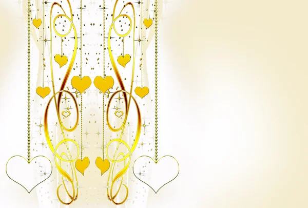Decoratieve gouden harten en sterren — Stockfoto