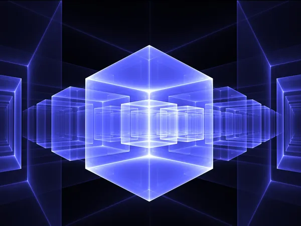 Blue cubic perspective — Stock Photo, Image