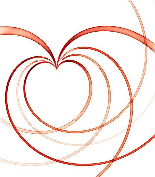 Lineární valentinky červené srdce — Stock fotografie