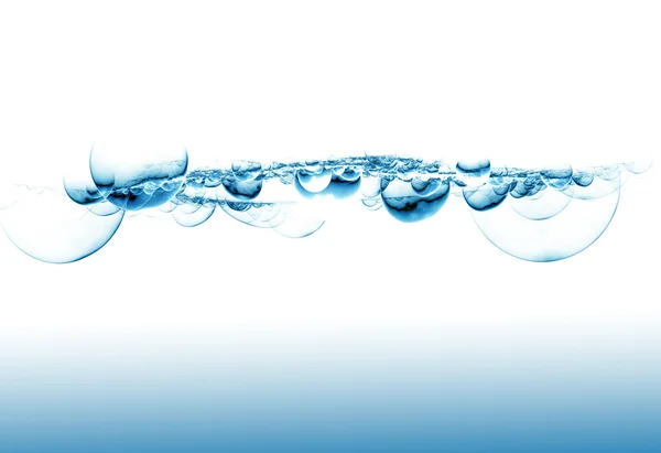Schuim en bubbels in blauw water — Stockfoto