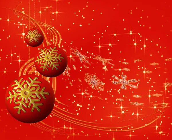 Palle di Natale rosse con fiocchi di neve — Foto Stock