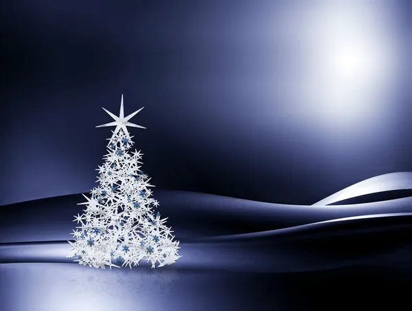 青で飾られたクリスマス ツリー — ストック写真