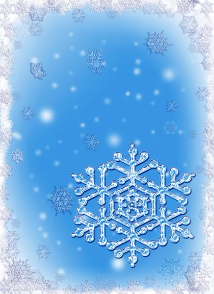 Frosty Christmas frame with snowflakes — Stock Photo, Image