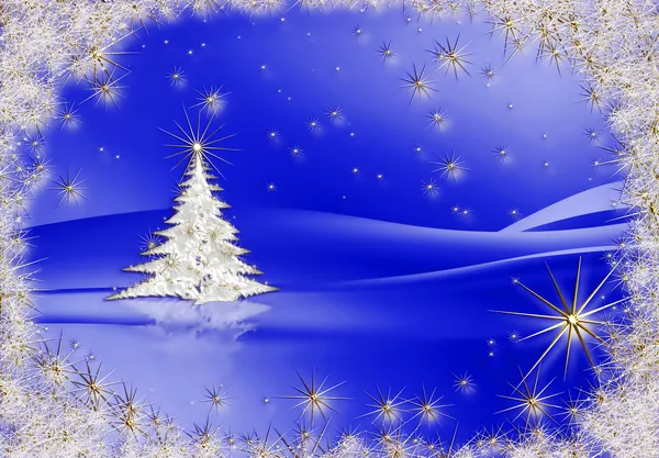 Christmas tree with stars on blue — Stock Photo, Image