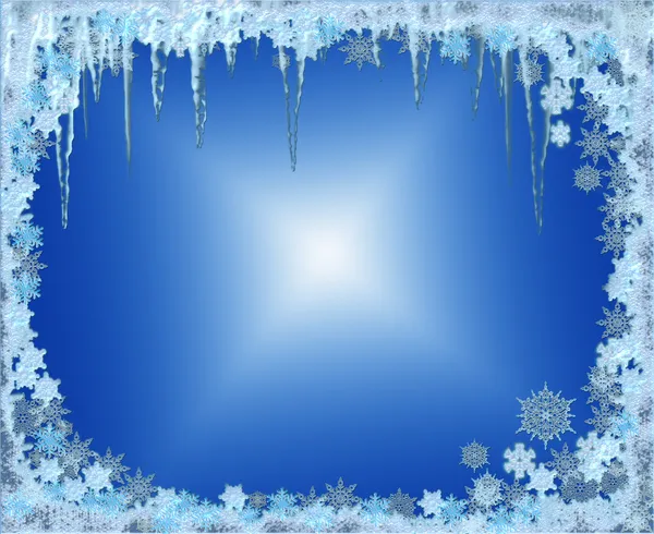Морозная рождественская рамка со снежинками — стоковое фото
