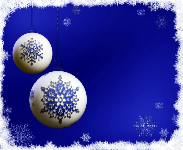 Christmas bulbs on blue background — Stock Photo, Image
