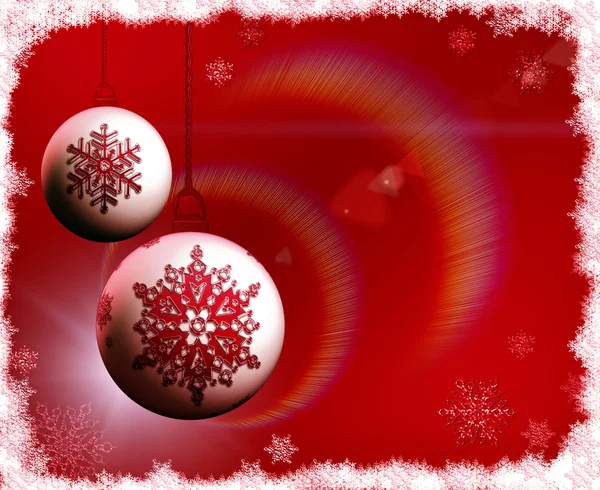 Bolbos de Natal no fundo vermelho — Fotografia de Stock