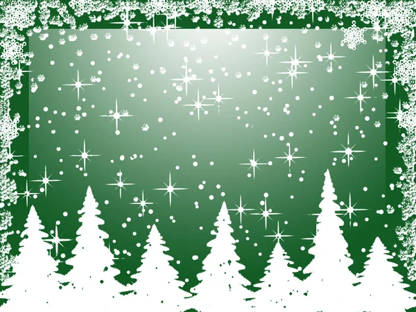 Kar taneleri ile beyaz Noel ağaçları — Stok fotoğraf