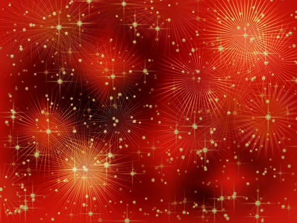 Fundo vermelho estrelado com raios — Fotografia de Stock