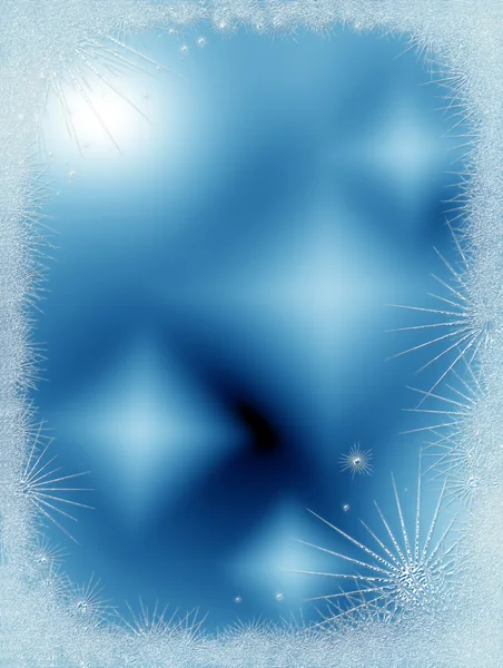 Moldura estrelada gelada sobre fundo azul — Fotografia de Stock