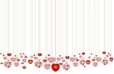 Lots of red hearts on strings clipart