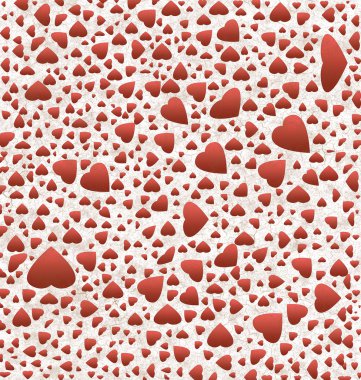 Red hearts on grunge textured paper clipart