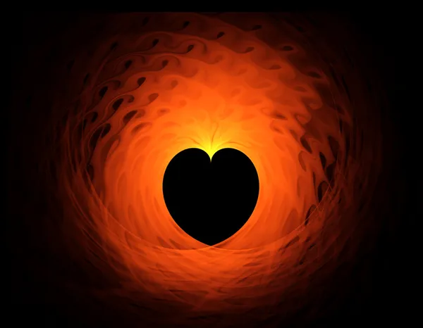 Fiery red heart on black background — Stock Photo, Image