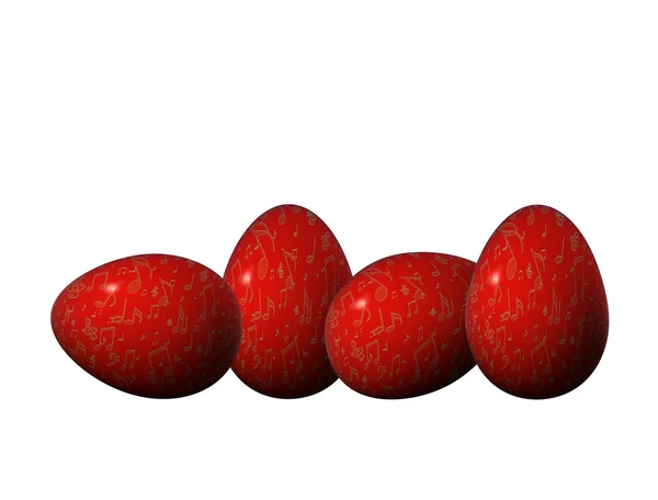Quattro uova di Pasqua rosse e dorate — Foto Stock