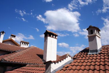 Roof with chimneys clipart