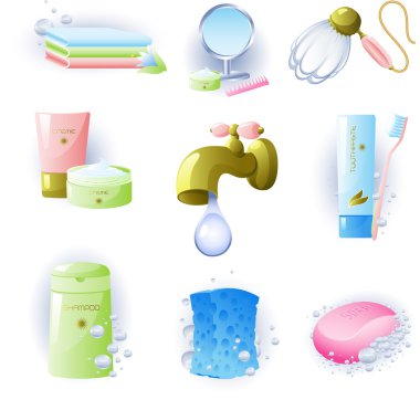Set of accessories for personal hygiene clipart