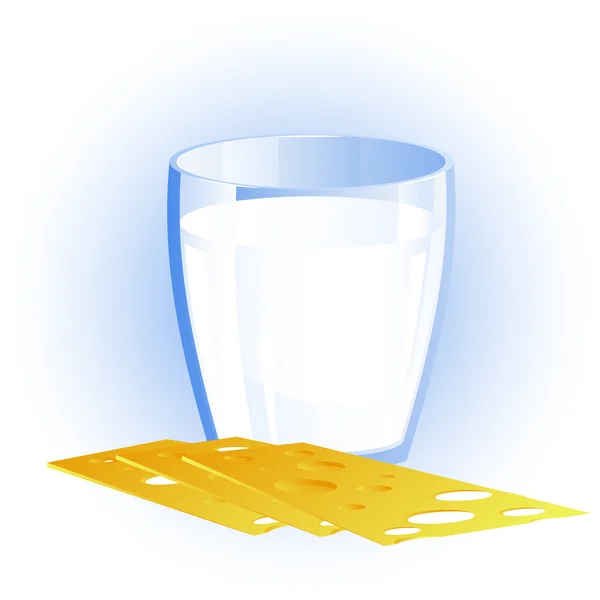 Verre de lait et fromage — Image vectorielle
