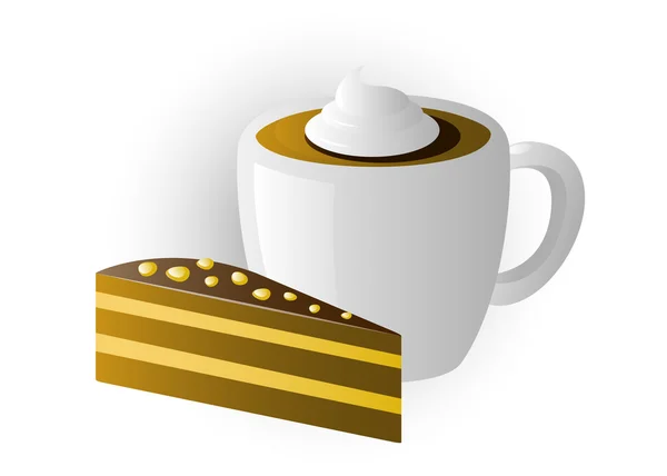 Φλυτζάνι του cappuccino με κέικ — Διανυσματικό Αρχείο
